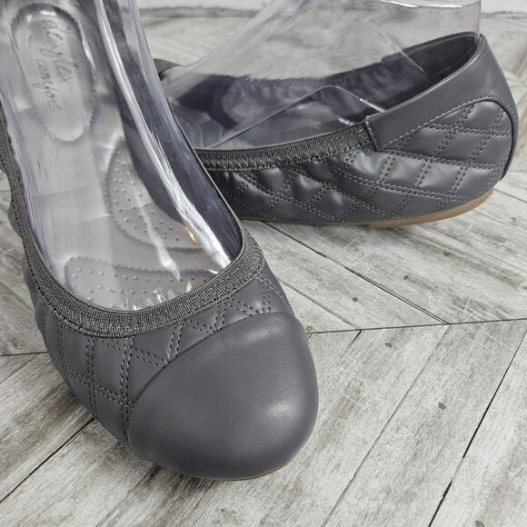 Dexflex Comfort Gray Quilted Ballet Flats Slip-On Shoes Womens 8 Casual Work - Picture 1 of 13